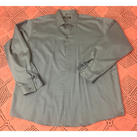 Kenneth Cole Reaction XXL 18 36-37 Wrinkle Free Gray Long Sleeves 100% Cotton - Picture 9 of 11